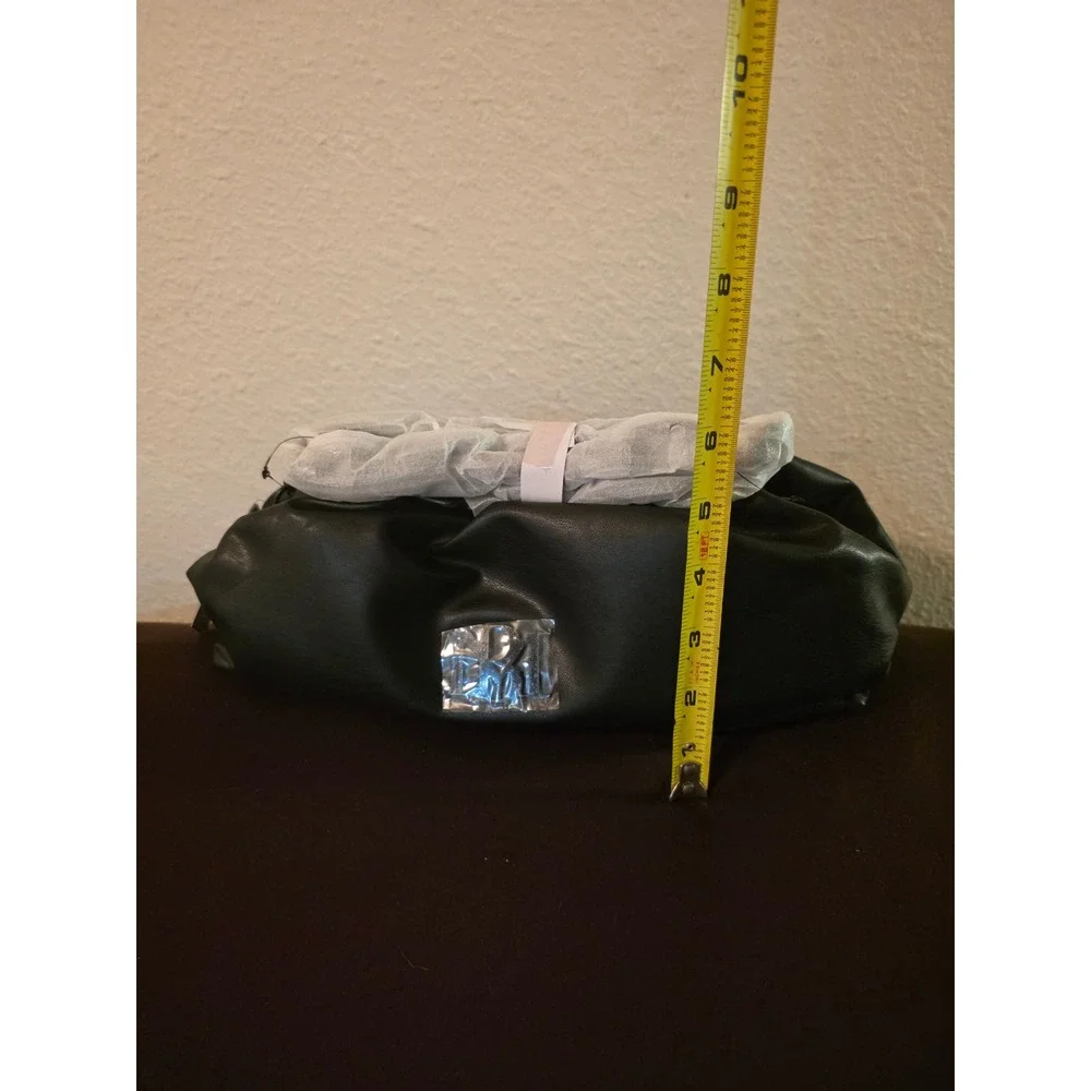 Badgley Mischka BM-4080 Wrapped Frame Clutch Black Ruched Chain Strap Bag